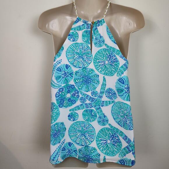 Lilly Pulitzer for Target Halter Top Womens XS Blue Green Sea Urchin For You - Picture 7 of 16